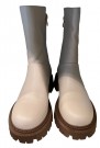 Creme skinn ankelboots RB thumbnail