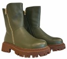 Grønn skinn ankelboots RB thumbnail