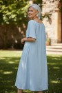 Lyseblå rundhalset viskosekjole thumbnail