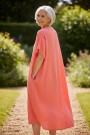 Corallrosa halvlang viskosekjole thumbnail