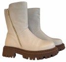Creme skinn ankelboots RB thumbnail