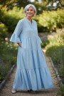 Lyseblå lang viskosekjole thumbnail