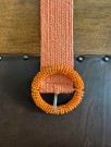Orange strikkbelte m perler thumbnail