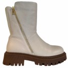 Creme skinn ankelboots RB thumbnail