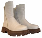 Creme skinn ankelboots RB thumbnail