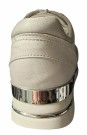 Hvit skinn sneakers m sølv thumbnail