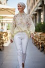 Gul chiffon bluse m blomster thumbnail
