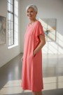 Corallrosa rundhalset viskosekjole thumbnail