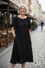 Sort rundhalset viskosekjole thumbnail
