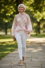 Rosa chiffon bluse m blomster thumbnail
