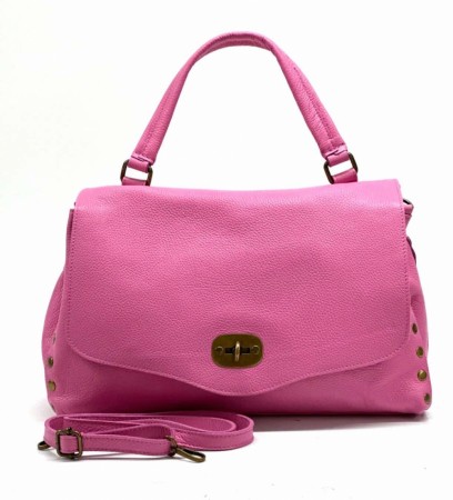 HOT PINK  stor skinnveske m nagler