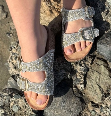 Gull glittersandal