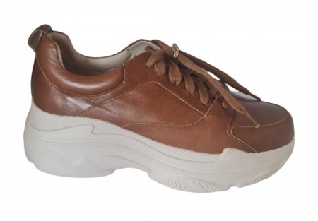 Cognac skinn sneakers