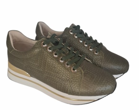 Grønn mønstret sneakers med gull stripe