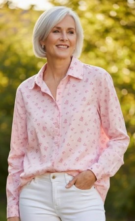 Rosa småblomstrete bluse