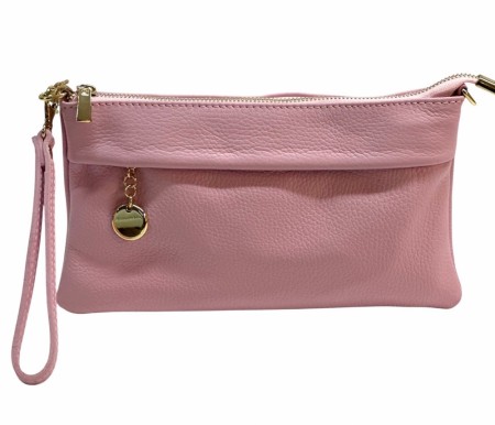 Soft pink skinn clutch