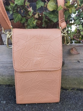 Camel liten preget skinnveske