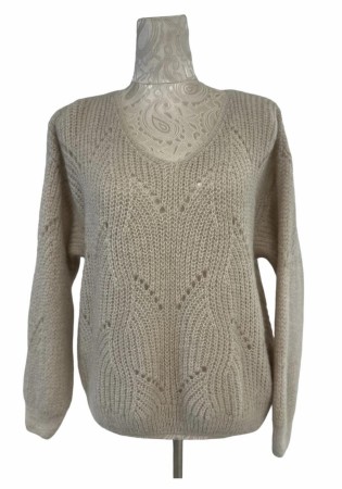 Beige kid mohair genser