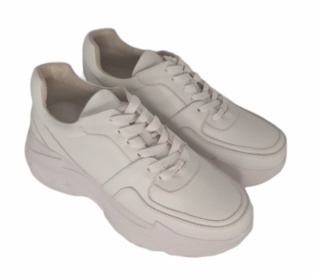 Hvit chunky skinn sneakers
