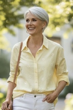 Gul bluse m prestekrager