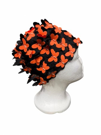 Sort og orange badehette