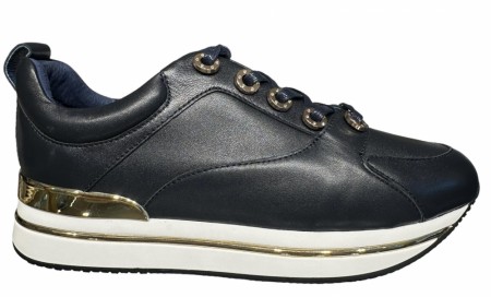 Marine skinn sneakers m gull