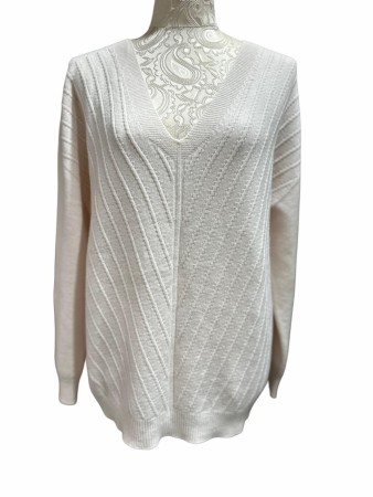 Creme V-halset genser