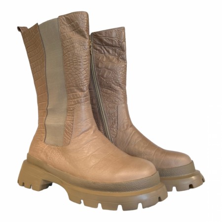 Sand skinn boots med stretch