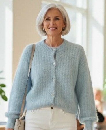 Lyseblå kidmohair jakke