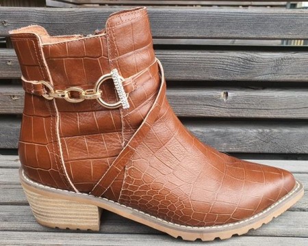 Cognac croco skinnskolett