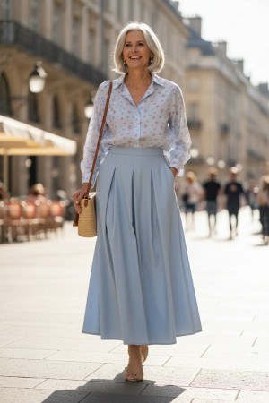 Lyseblå langt skjørt