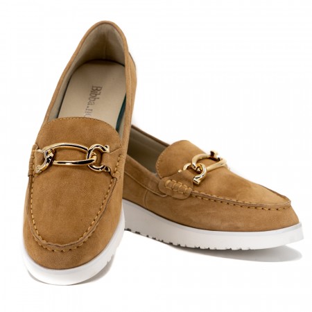 Lys camel mokkasin