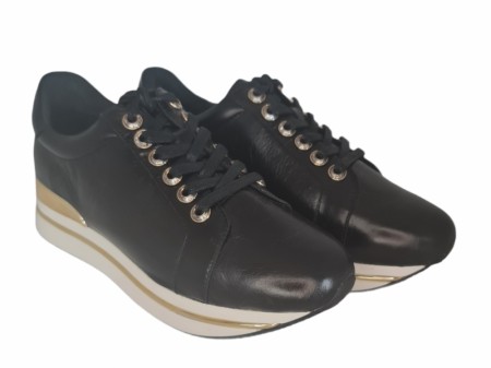 Sort sneakers med gull stripe