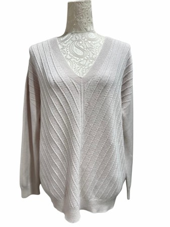 Lys taupe V-halset genser