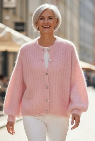 Rosa kidmohair jakke