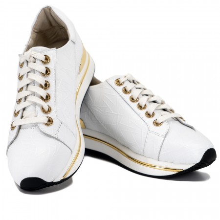 Hvitt preget skinn sneakers