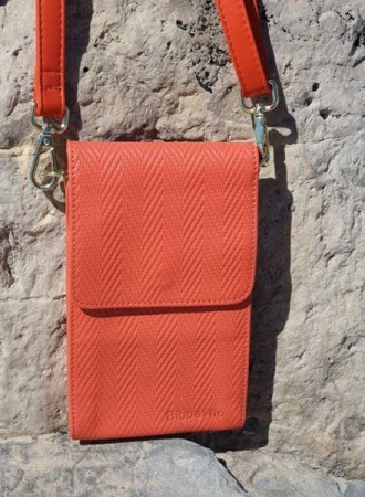 Orange preget liten skinnveske