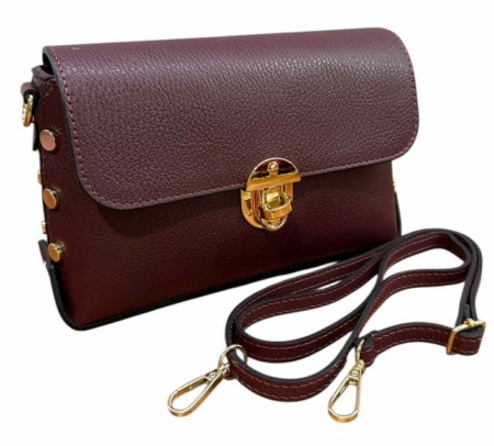 Burgunder skinnveske m nager