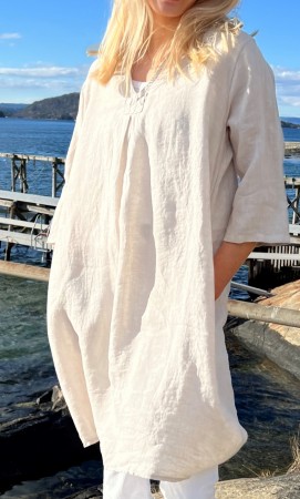 V-halset tunika, beige