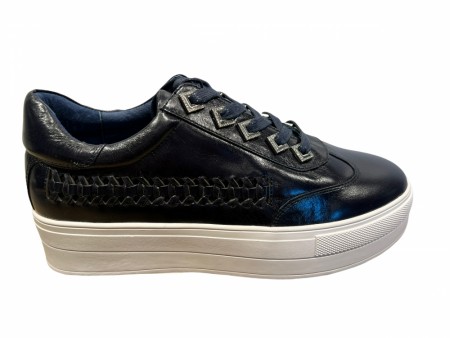 Marineblå skinn sneakers