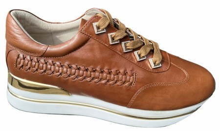 Cognac skinn sneakers
