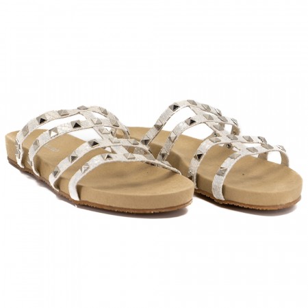 Sandal med sølv mønster