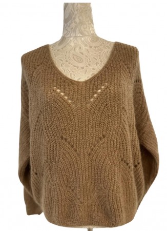 Karamellfarget brun kid mohair genser