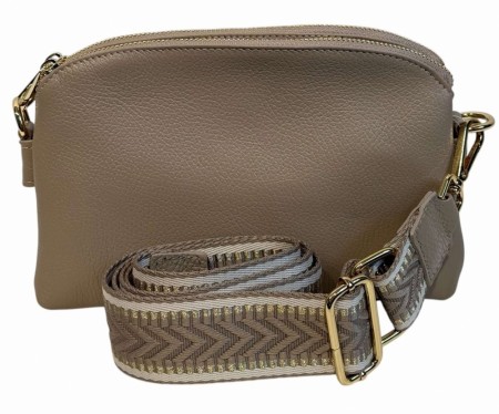 Beige 3roms skinnveske
