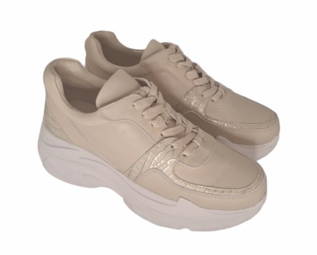Beige chunky skinn sneakers