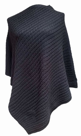 Sort poncho, smale fletter