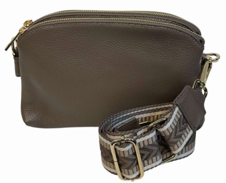 Taupe 3roms skinnveske