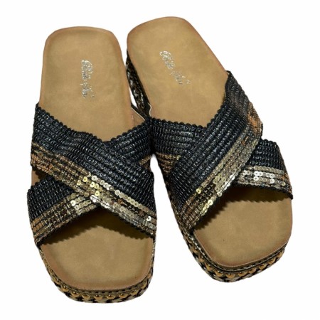 Sort sandal m gull