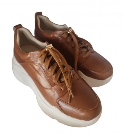 Cognac skinn sneakers
