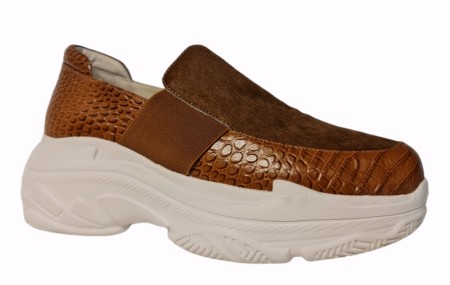 Cognac sko m chunky såle